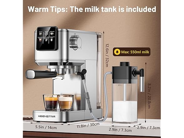 KEENSTAR Espresso Machine with Milk Tank