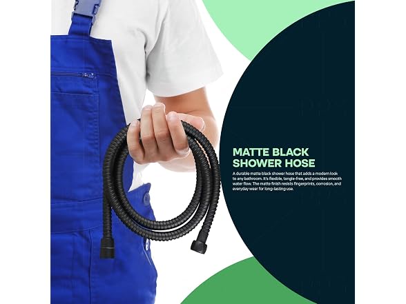 SUPPLYGIANT Shower Hose 59 inch Stainless Steel Shower Head Hose with 1/2 Inch Threaded Connector, Matte Black Plated Finish