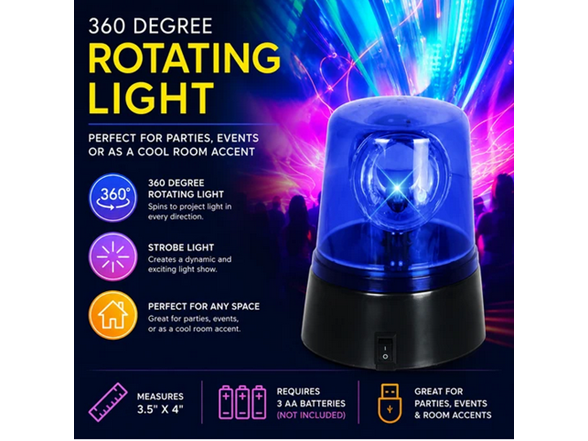 Portable Battery-Operated 360 Degree Strobe Blue Light