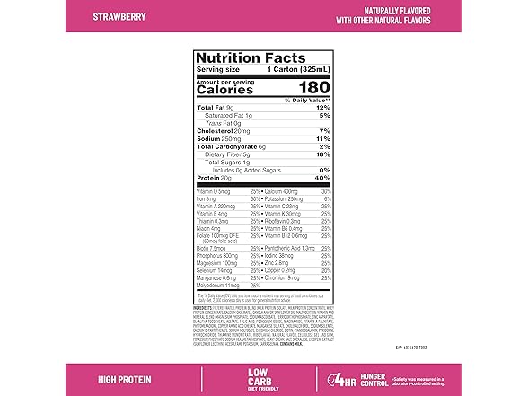 12CT SlimFast Protein Shake, Strawberry- 20g Protein
