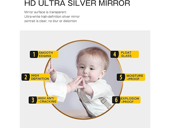 KIAYACI Round Wall Mirror Gold, 28"