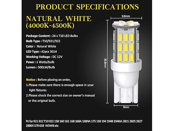 AOICANKI LED Bulbs Natural White 24PCS