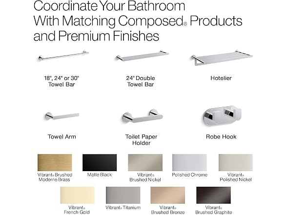 Kohler 73146-CP Composed? Double Robe Hook,