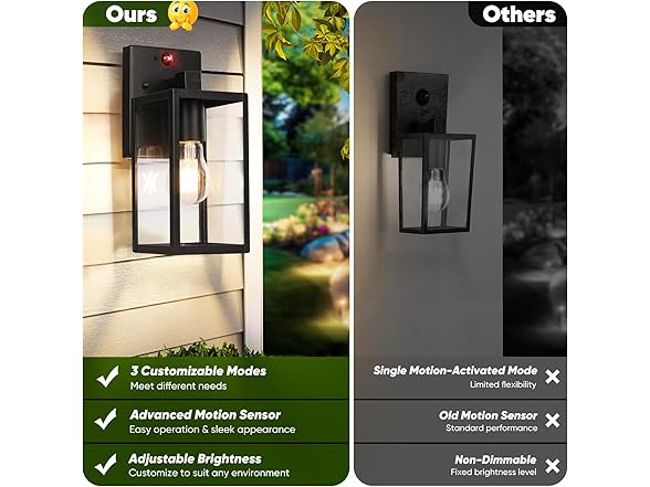BesLowe 2-Pack Outdoor Wall Lights, Black
