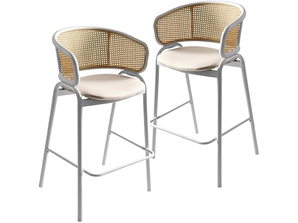 Leisuremod Ervilla Bar Stools w/White Steel