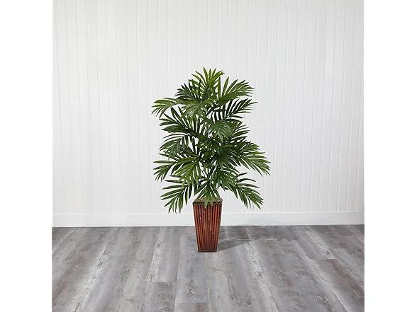 Areca Palm with Bamboo Vase Silk Plant
