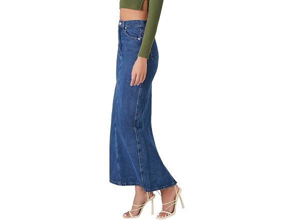 Forever 21 (S) Midi Slit Skirt Medium Denim