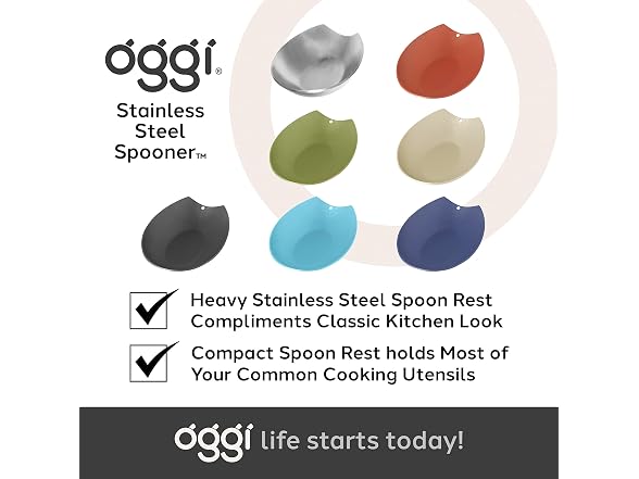 Oggi Spooner Stainless Steel Spoon Rest Olive