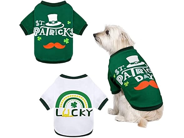 2 Pcs St. Patrick's Day Pet Shirts Dog Cloth