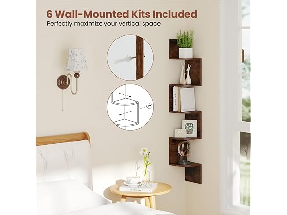 5-Layer White Wall Mounted Corner Stand