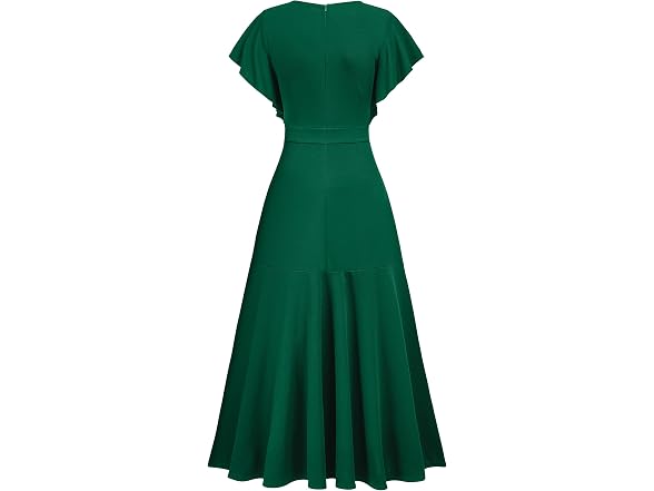 Miusol Women (S) Formal V Neck Dress Dark Green