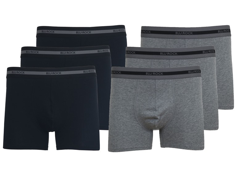 BLU ROCK WC-----J/MBB-565 / BK-CH / S Small Mens Cotton Flex Stretch Boxer Briefs Black x3 - Charcoal x3