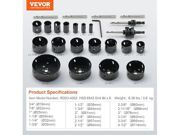 Hole Saw Kit, 18 PCS Saw Blades, 6 Drill Bits