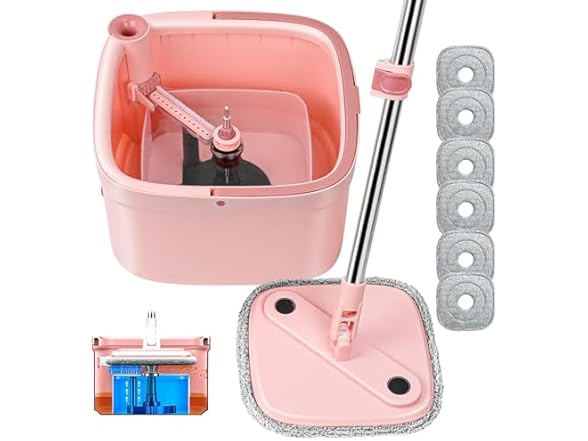 KZKR Spin Mop and Bucket Set- 6 Pads