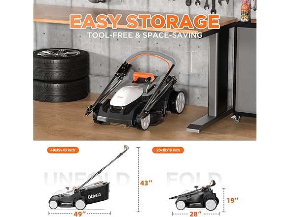 Litheli 40V (2 x 20V) 16" Electric Lawn Mower Cordless