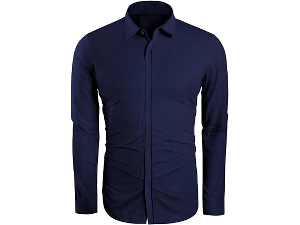 Runcati Men (M) Button Down Shirt Linen Long Tops