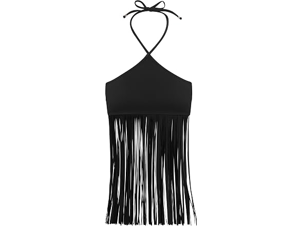 Steve Madden Women's High Neck Fringe Swim Top