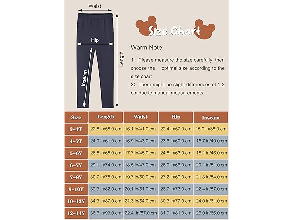 Resinta 4 Pack Girls Fleece Leggings