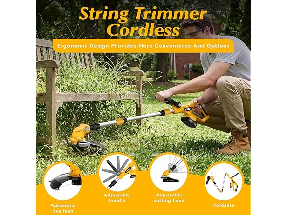 20V 2-In-1 Trimmer & Edger, 2 x 2.0Ah Battery