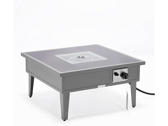 LeisureMod Walbrooke Modern Outdoor Square Fire Pit Table Grey