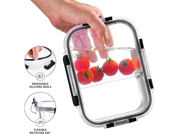HOMBERKING  8 Pack 2 Compartment 36oz Containers