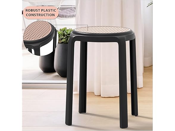 LeisureMod Round Plastic Dining Stool