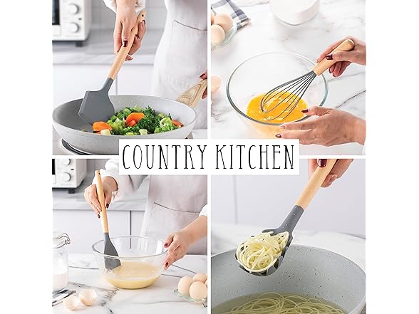 Country Kitchen Non Stick Silicone Utensil Set 