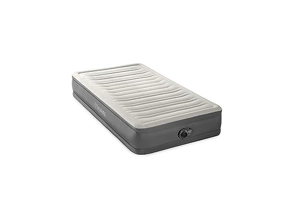 Intex 64021E TruAire Luxury Air Mattress: Fiber-Tech – Built-in Electric Pump – Multizone Support System – 13in Bed Height – Twin Size