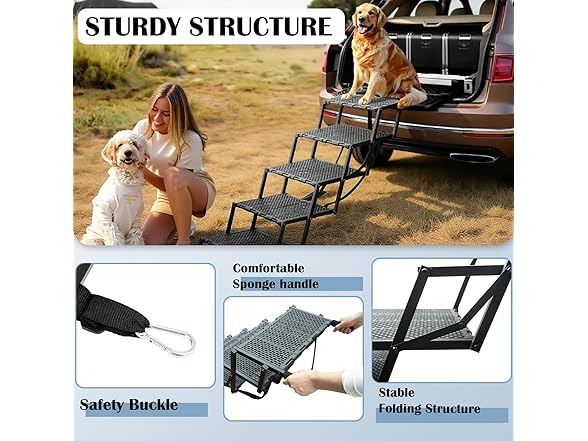 LIALEX W2204 Plastic 6 steps dog ramp for car
