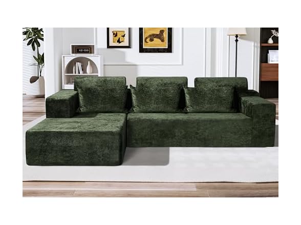 HABUTWAY 105" Velvet L-Shape Sectional