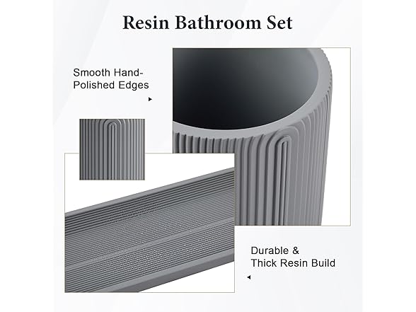Z ZONAMA Grey Resin Bathroom Set