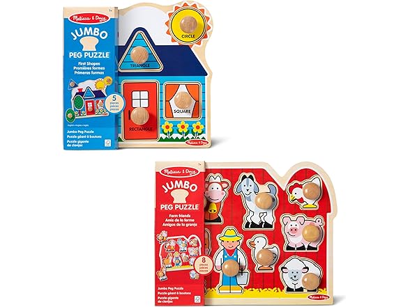 Melissa & Doug Wooden Jumbo Knob Puzzle 2-Pack