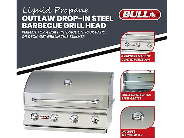 Bull Outlaw 30-Inch Built-In Grill (BG-26038), Propane (Open Box)