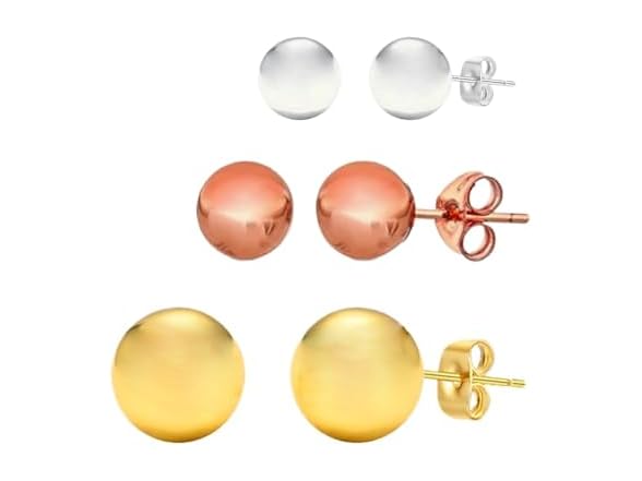 14K Solid Gold Ball Stud Earrings