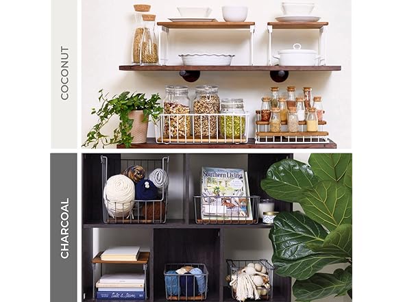 iDesign Ria Safford Collection Acacia Wood and Wire Organizer