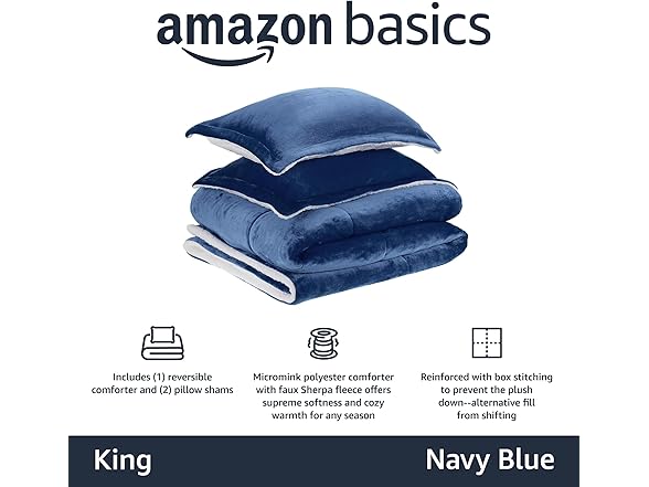 Amazon Basics 3-Piece Micromink Sherpa Set