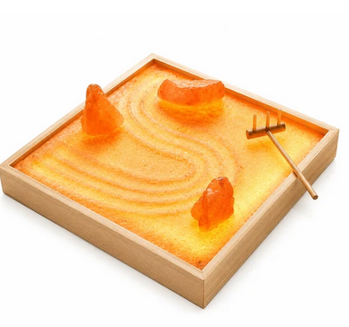 5.75 x 5.75" Himalayan Salt Rock Zen Garden Kit with Light - Gallery 3