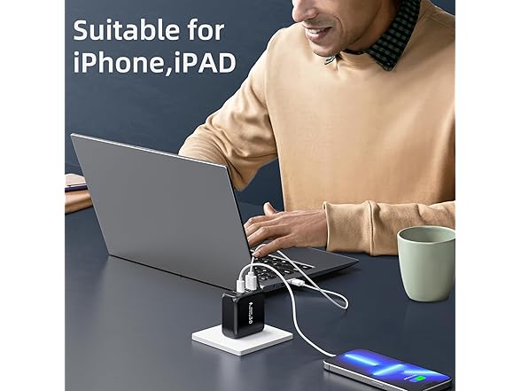 (2 PACK) Kuewtya 4-Port 40W USB-C & USB-A Power Adapter