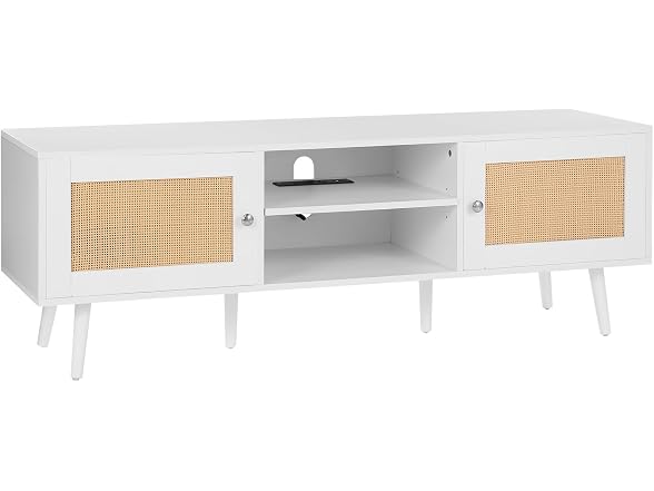 Rattan TV Stand for 65 inch TV, Boho TV Stand