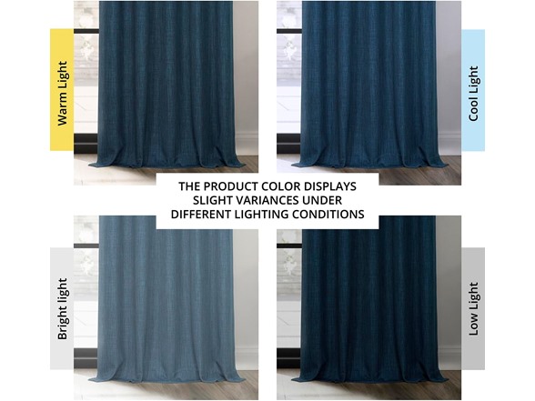 HPD Faux Linen Curtain Panel, Indigo