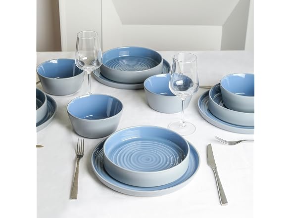Stone Lain Elica 12Pc Dish Set Blue Grey