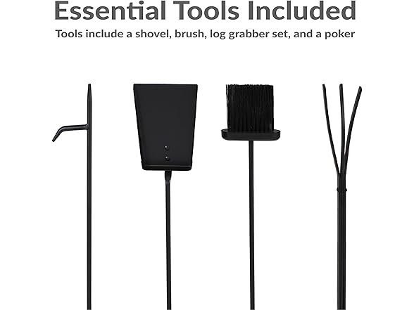 Sunnydaze 4-Piece Fireplace Log Rack & Tool Set