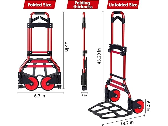 Aluminum Folding Hand Truck Dolly 330lbs