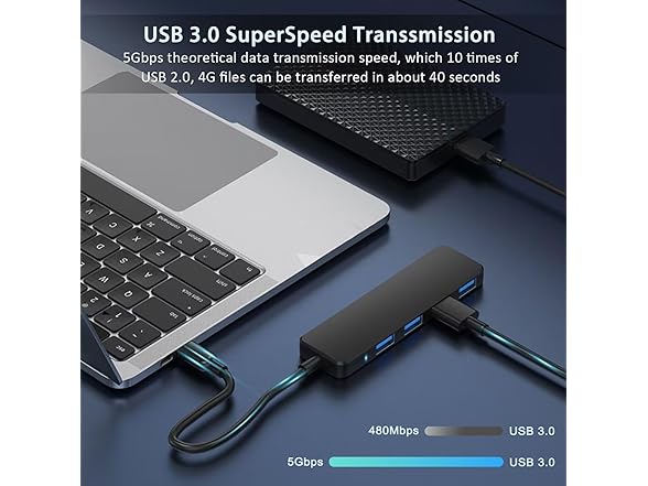 USB C Hub 3.0, AKWOR 4-Port USB Extender
