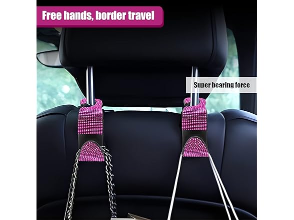 Car Seat Hooks 4Pcs Bling Rhinestone
