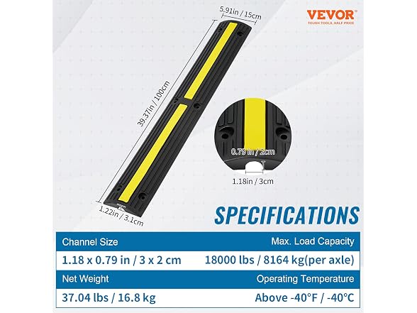 3.28 ft Cable Protector Ramp, 4 Pack of