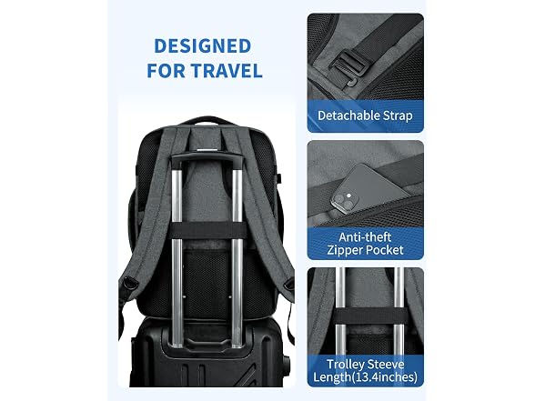 WANDF 18x14x8 Laptop Backpack, Grey