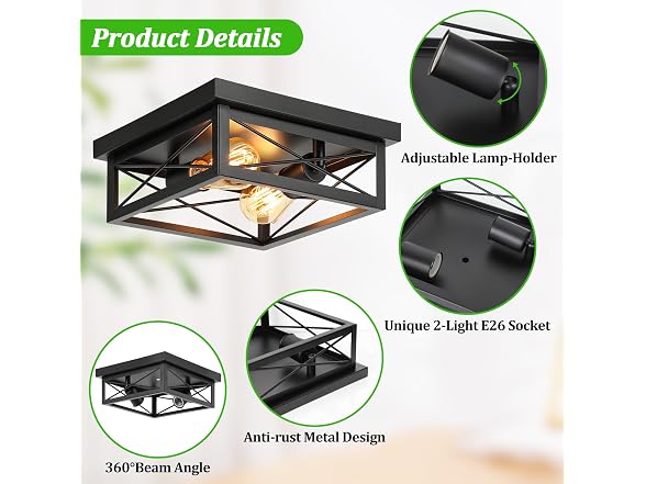 Kondras 2-Light Flush Mount Ceiling Light