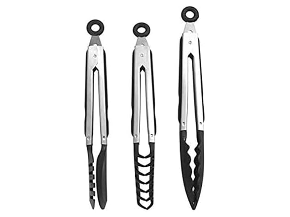Farberware Classic Nylon Tipped Tongs, 3Pc, Black