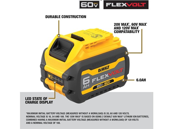 DEWALT DCB606-2 20V MAX* Batteries, 6.0Ah, 2-Pack